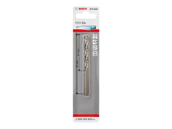 Bosch HSS-Co, DIN 338 - Bor - for metall - bor - 6 mm - cylindrical - lengde: 93 mm
