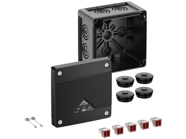 Spelsberg Abox Pro 040-4²/sw Forgreningskasse (L x B x H) 102 x 102 x 70 mm Sort IP66, IP67, IP69 1 stk