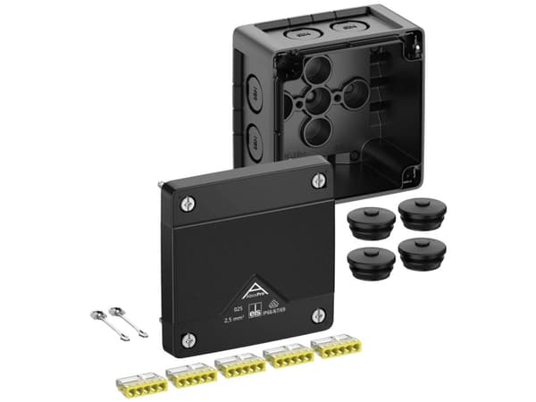 Spelsberg Abox Pro 025-2,5²/sw Kopplingsbox (L x B x H) 92 x 92 x 60 mm Svart IP66, IP67, IP69 1 st