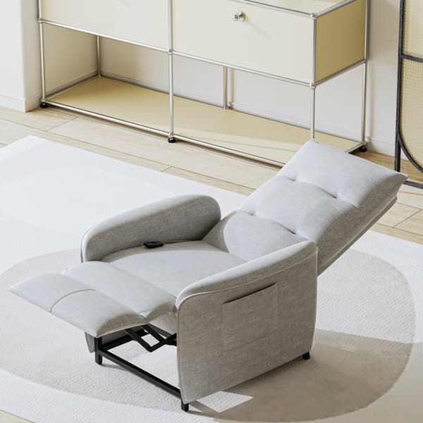 El-reclinerfåtölj Savukoski 102x58x81 cm ljusgrå [en.casa]