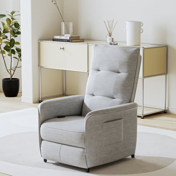 El-reclinerfåtölj Savukoski 102x58x81 cm ljusgrå [en.casa]