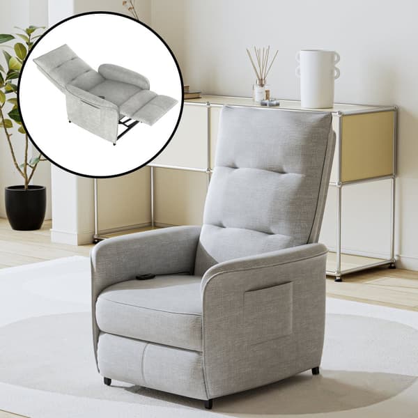 El-reclinerfåtölj Savukoski 102x58x81 cm ljusgrå [en.casa]