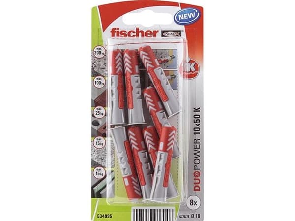 Fischer DuoPower 10 x 50 K NV Rawplugg 50 mm 534995 1 sett