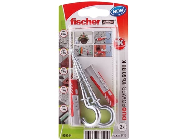 Fischer 535004, Kit med skruv och väggplugg, Tegel, Betong, 50 mm, 1 cm, 6 cm, 1,25 cm