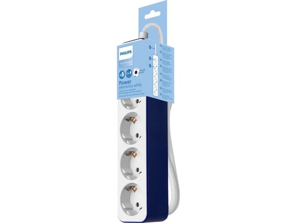 PHILIPS POWER PLUG VIT/BLÅ 4-POT 1,5M CHP2145U/60