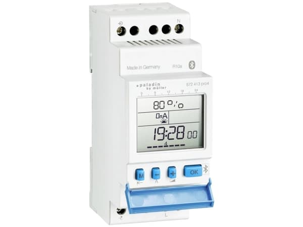 Digital tidströmställare med dimmer för dimbara LED-lampor / bakkantsdimring - astrofunktion modulbredd 35mm, 1 kanal (16A) 230V 50-6