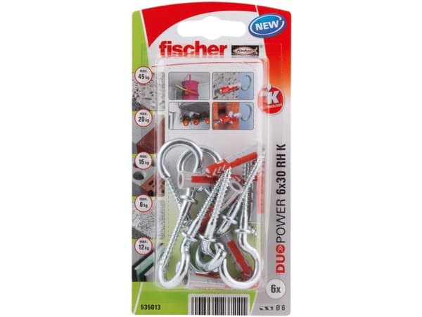 Fischer 535013, Kit med skruv och väggplugg, Tegel, Betong, 30 mm, 6 mm, 4 cm, 1,25 cm