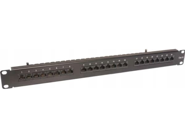 TKH Panel Cat.6 19 tum 1U 24xRJ45 UTP svart med hylla CCAS-PA6-24UTP-O