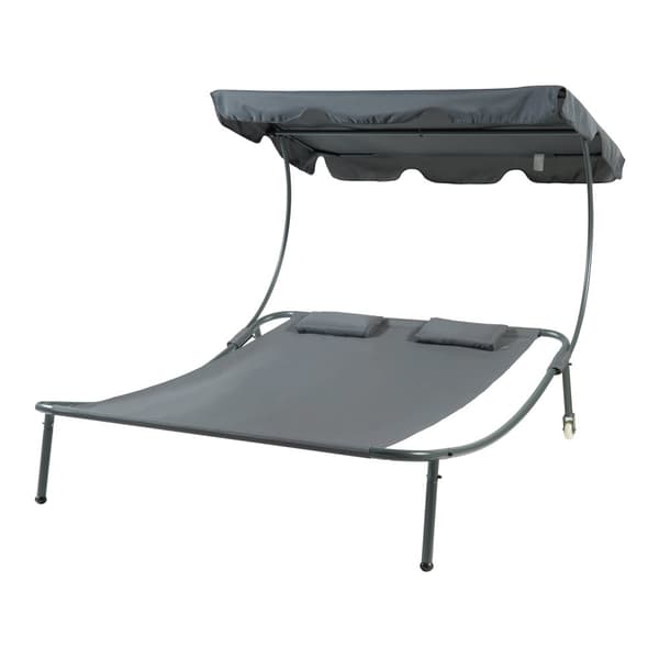 Dubbel solsäng Avigliano 200x173x146 cm stål grå [casa.pro]