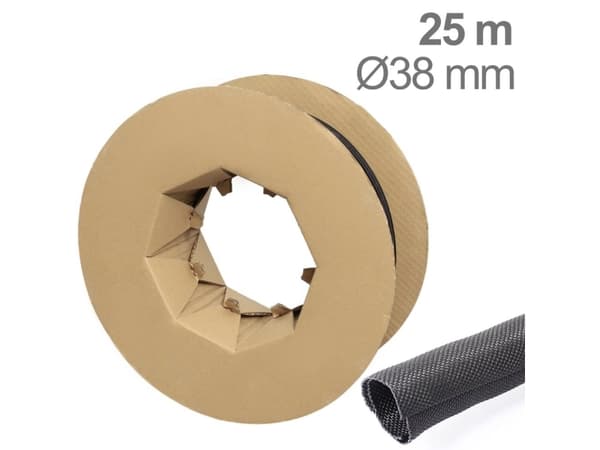 TRU COMPONENTS TC-12352516 T24CA032 Sukka joustava letku musta polyesteri 38-39 mm 25 m