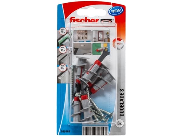 Fischer 545684, Veggplugg, Gipsplater, 44 mm, 4 mm, 4,6 cm, 6 stykker