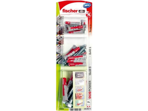 Fischer 536249, Veggplugg, Murstein, Betong, 18 stykker, Blister