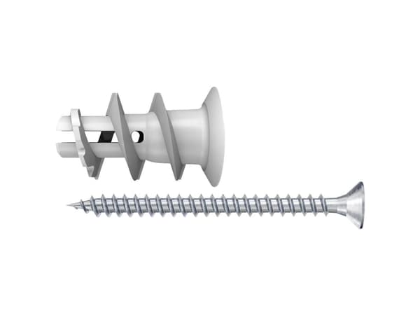 Fischer 84343, Kit med skruvar och ankare, Gipsskiva, Gipsskivor, Metall, Plast, Grå, Silver, PZ2, 22 mm