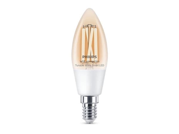 Philips Smart - LED-glödlampa med filament - form: C35 - klar finish - E14 - 4.9 W (motsvarande 40 W) - klass F - tonbar vit - 2700-6500 K