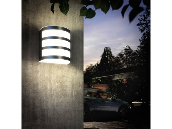 Philips myGarden Calgary vägglampa 3,2 W, Väggbelysning för utomhusbruk, Rostfritt stål, Gjuten aluminium, IP44, Trädgård, Terass, II Rostfritt stål