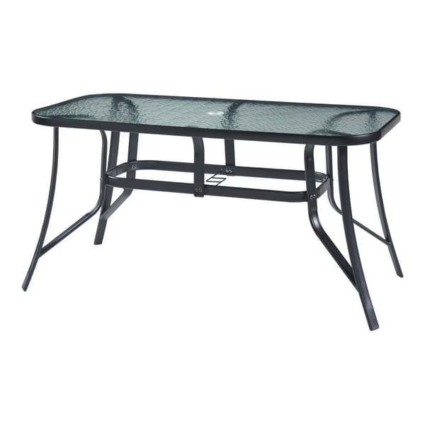 Matgrupp Aradeo bord och 6 stolar stål härdat glas svart [casa.pro]
