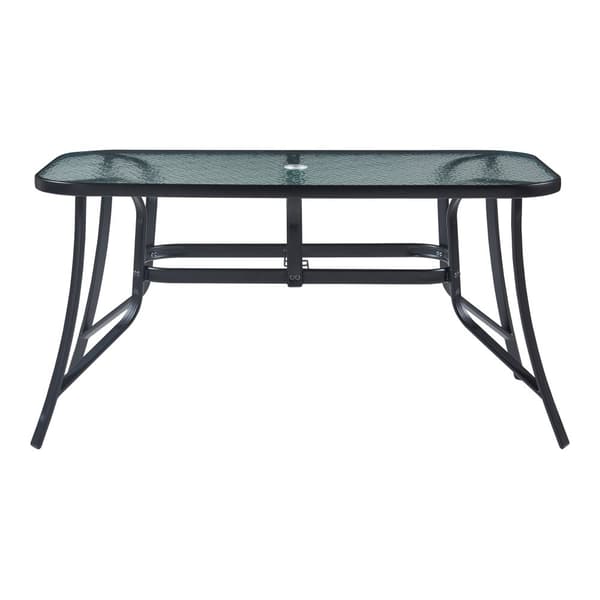 Matgrupp Aradeo bord och 6 stolar stål härdat glas svart [casa.pro]