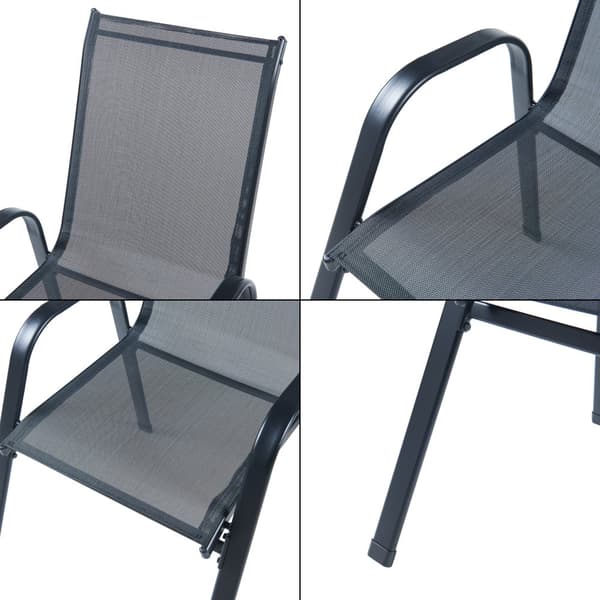 Matgrupp Aradeo bord och 6 stolar stål härdat glas svart [casa.pro]