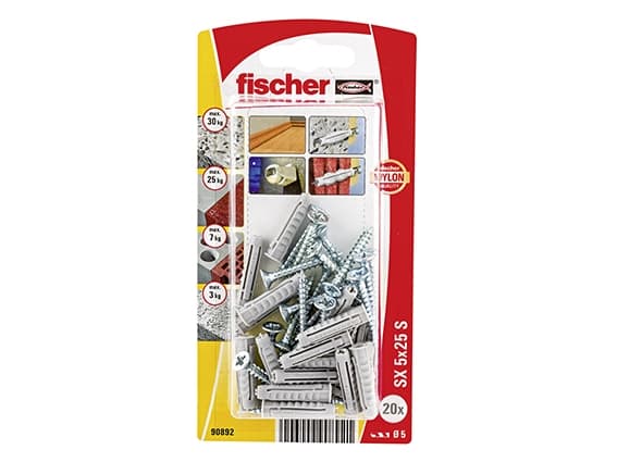 Fischer 90892, rund, metall, plast, 2,5 cm, 3,5 cm, 4 x 30 mm, 20 st