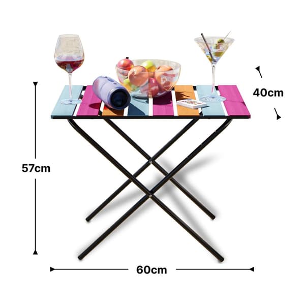 Campingbord Cavallino hopfällbart 60x40x57 cm metall flerfärgad [en.casa]