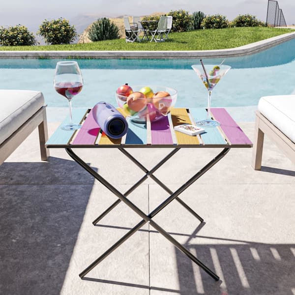 Campingbord Cavallino hopfällbart 60x40x57 cm metall flerfärgad [en.casa]