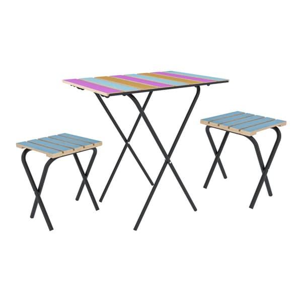 Caféset Pieksämäki metall furu flerfärgad metall [en.casa]