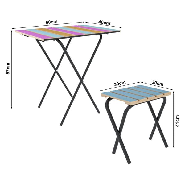 Caféset Pieksämäki metall furu flerfärgad metall [en.casa]