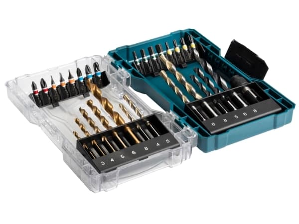 Makita - Spissett for skrutrekker og bor - for tre, metall, stein - bor, brad-punktsbit - 29 deler - heksagonal