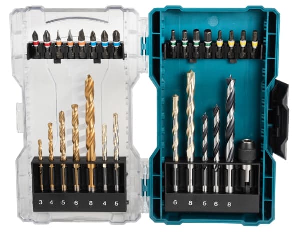 Makita - Spissett for skrutrekker og bor - for tre, metall, stein - bor, brad-punktsbit - 29 deler - heksagonal