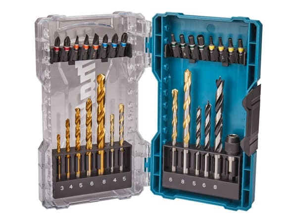 Makita - Spissett for skrutrekker og bor - for tre, metall, stein - bor, brad-punktsbit - 29 deler - heksagonal