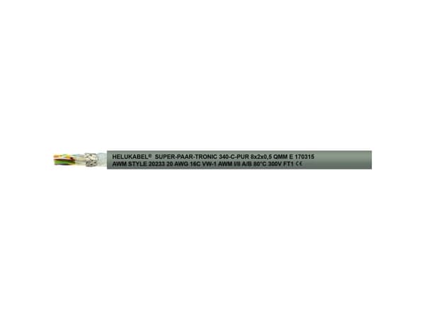 Helukabel 49839-500 Dragkedjekabel S-PAAR-TRONIC 340-C-PUR 2 x 0,34 mm² Grå 500 m