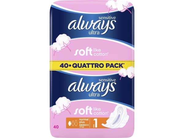 Hygieniske pakker ALLTID Ultra Sensitive Quattro, 40 stk.