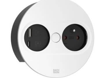 Bachmann 946.104, tyyppi F + USB A + USB C, upotettu pöydälle, 4 cm, työpöytä, musta, metalli, muovi