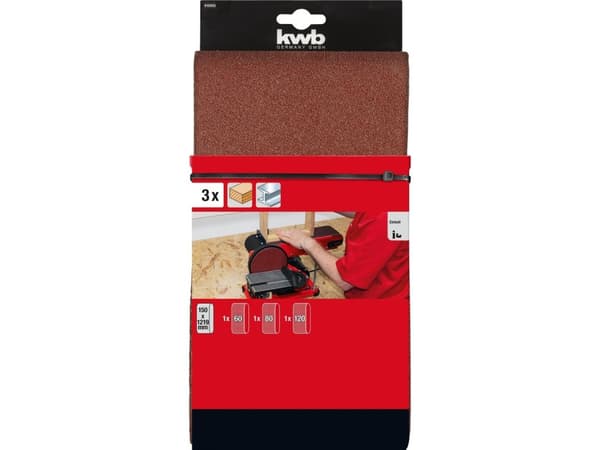 Einhell Kwb bandslipmaskin Slipband 152 x 1219 mm K60/80/120 , 3 st