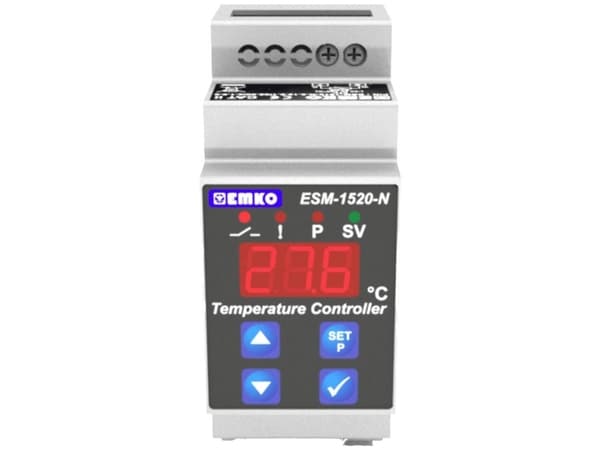 Emko ESM-1520-N.8.12.0.2/01.00/2.1.0.0 2-punkts- och PID-regulator Temperaturregulator PTC -50 till +150 °C Relä 5 A (L x B x H) 61,2 x 35 x 90 mm