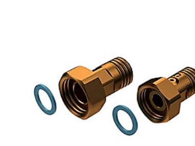 Vattenmätargenomföring 1'' x 3/4'' - Röd mässing, sats med packningar och genomföring med backventil kat. 2