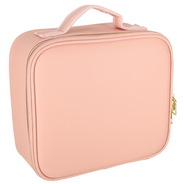 Kosmetikorganisator til kosmetik, smykker, etui med spejl, 10x forstørrelse, pink