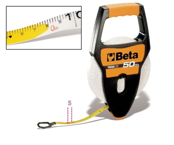 Beta Tools Spiralmåttband med handtag 13 mm x 50 m glasfibertejp (016940250)