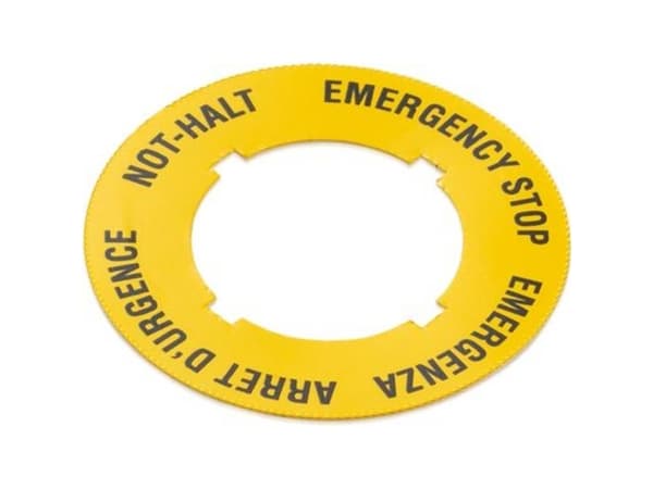 Nimikyltti RAFI 5.76.204.115/0400 (Ø) 40 mm NØD-STOP, HÄTÄSEIS, ARRET D'URGENCE, EMERGENZA Keltainen 2 kpl