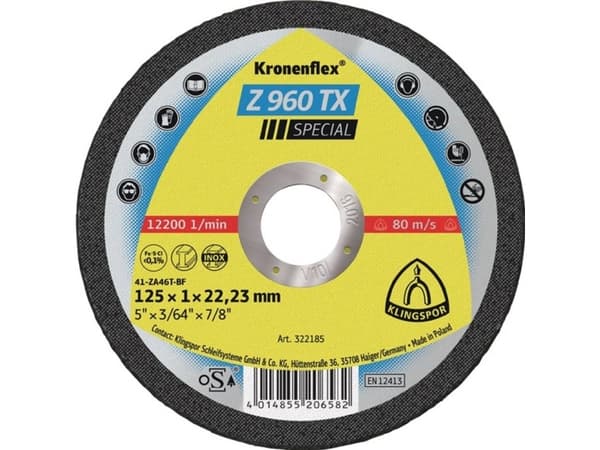 Klingspor Z 960 TX 322184 Kapskiva rak 115 mm 22,23 mm 25 st