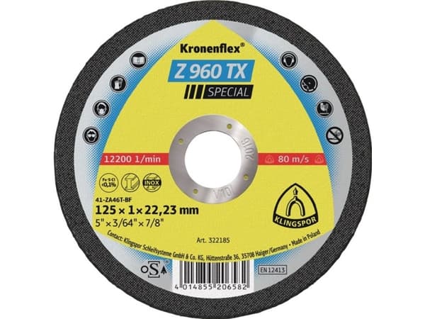 Klingspor Z 960 TX 322184 Kapskiva rak 115 mm 22,23 mm 25 st