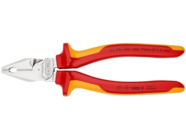 Knipex 02 06 180, 1,15 cm, 63 HRC, Rød, Gult, 56 mm, 180 mm, 20 mm
