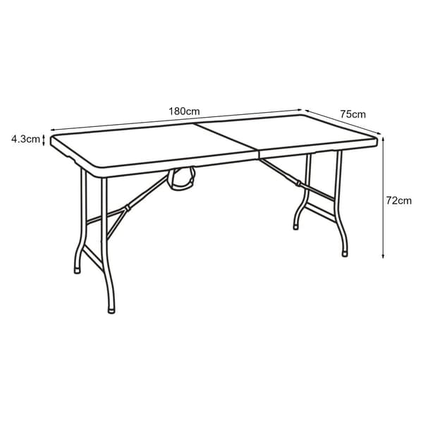 Hopfällbart campingbord Ljusnarsberg 180x75x72 cm vit [en.casa]