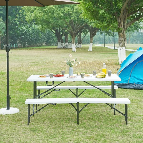 Hopfällbart campingbord Ljusnarsberg 180x75x72 cm vit [en.casa]