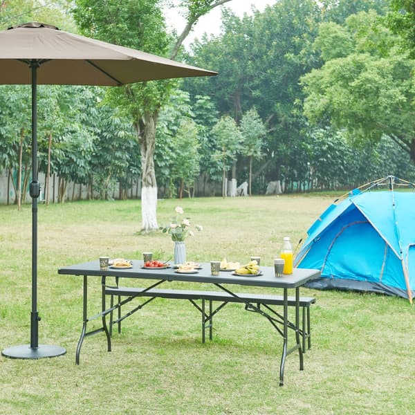 Hopfällbart campingbord Ljusnarsberg 180x75x72 cm svart [en.casa]