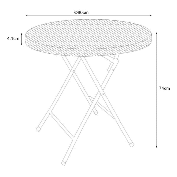 Hopfällbart campingbord Mark Ø80x74 cm svart rottingkänsla [en.casa]