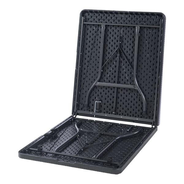Hopfällbart campingbord Mark 180x75x72 cm svart rottingkänsla [en.casa]