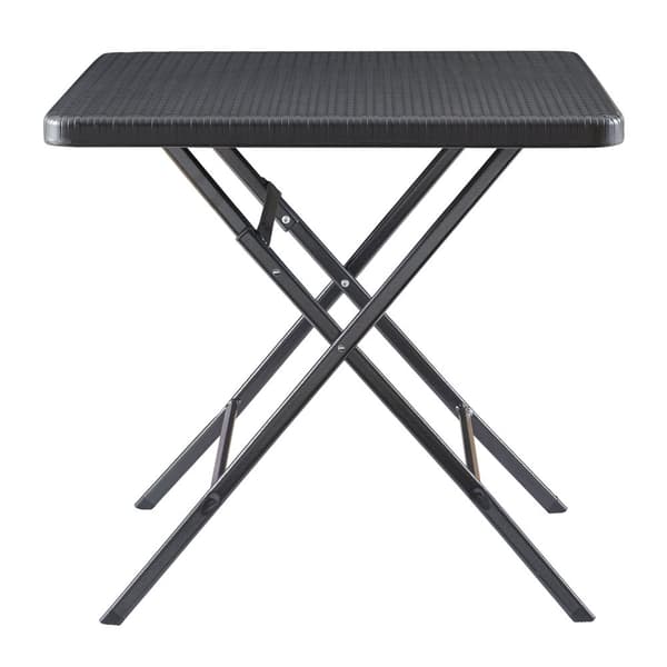 Hopfällbart campingbord Mark 78x78x74 cm cm svart rottingkänsla [en.casa]