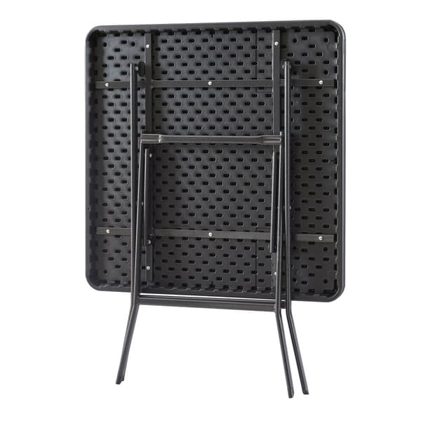 Hopfällbart campingbord Mark 78x78x74 cm cm svart rottingkänsla [en.casa]