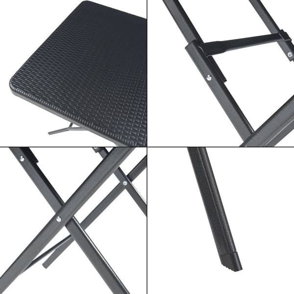 Hopfällbart campingbord Mark 78x78x74 cm cm svart rottingkänsla [en.casa]
